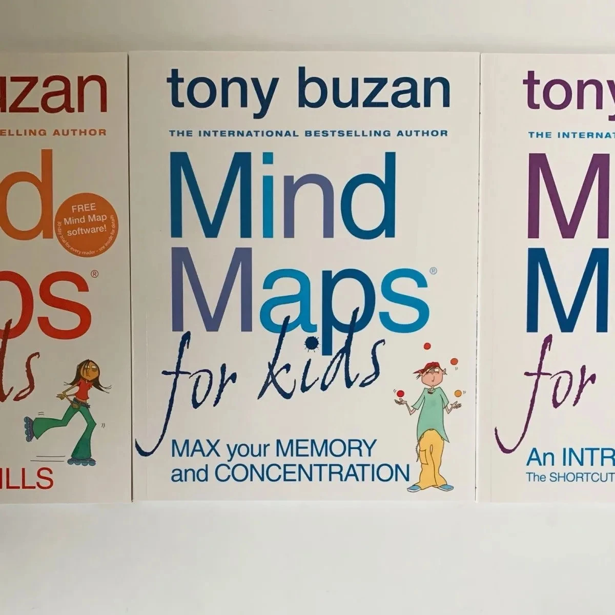 Tony Buzan: cartes Beaumont pour enfants, 3 livres, anglais, histoire, image, nettoyage, apprendre, lecture, nettoyage