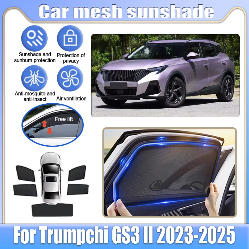 

For Trumpchi GS3 Yingsu GAC Emzoom II MK2 2023-2025 Car Mesh Shades Window Sunshade Auto Accessories Sunscreen Privacy Curtains