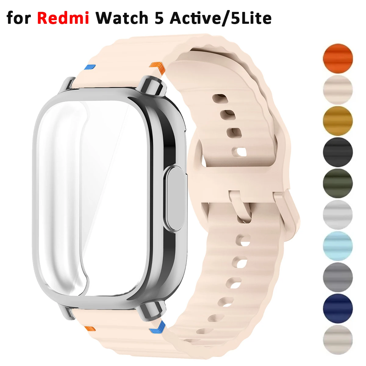22mm Silikonarmband TPU-Hülle für Redmi Watch 5 Active Schutzhülle Bumper Sportarmband für Redmi Watch 5 Lite Zubehör