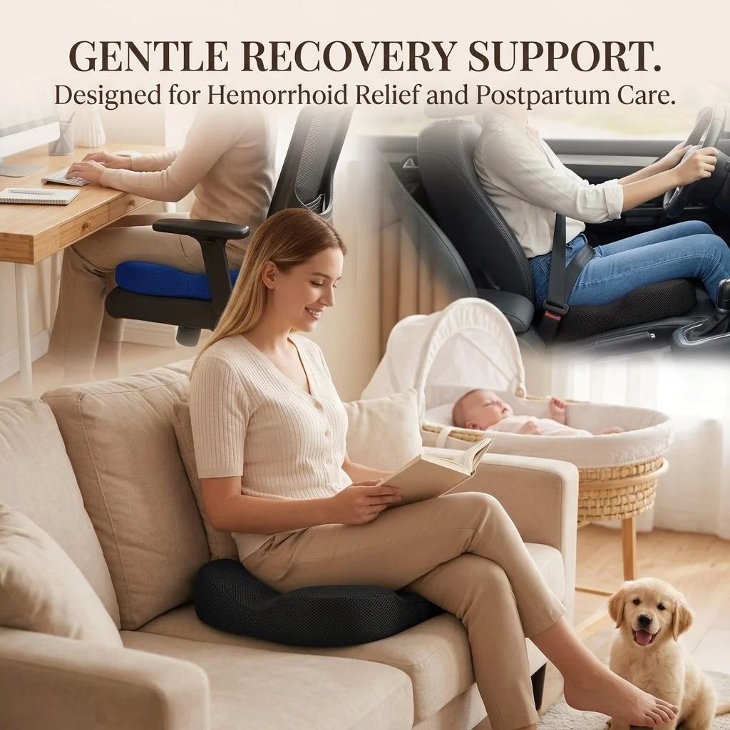 Doughnut Pillow Coccyx Seat Cushion with Postpartum Sciatica Prostate for Pelvic Surgery Pregnancy Chair Pad Zipper Closure