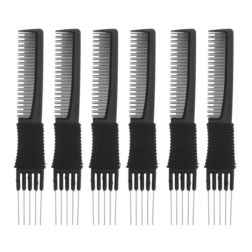 6 pezzi pettine a forchetta in acciaio professionale per capelli pettine a coda multifunzione portatile per strumento per lo styling dei capelli lisci e puliti donna uomo