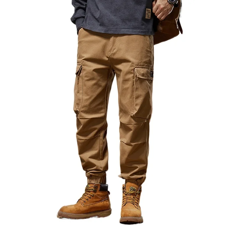 

Men Streetwear Loose Outdoor Fashion Large Size Ankle-length Tack Trousers Techwear Pants Vintage Pure Cotton Casual Cargo Pant
