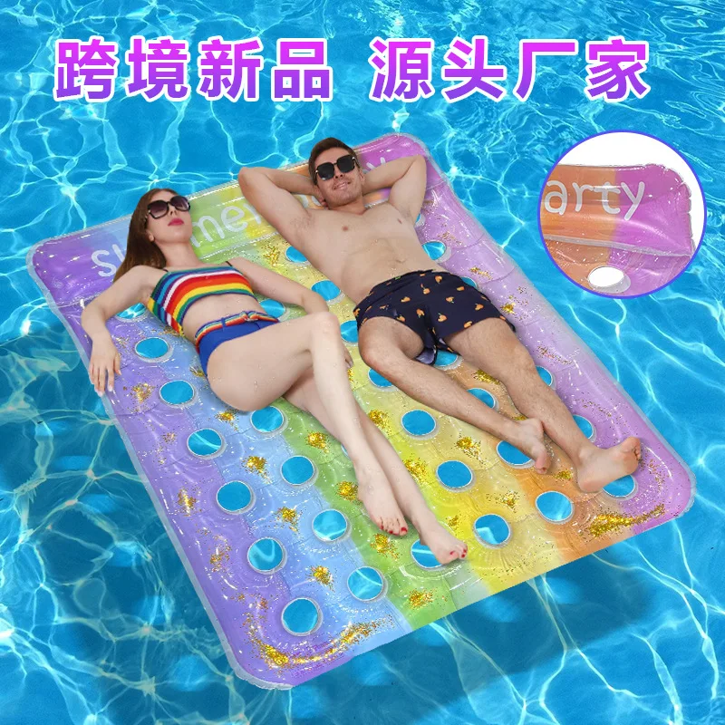 

Двойной бассейн, надувной плавающий ряд, водные виды спорта, утолщенная постепенная смена, Радуга, плавающая с подушкой, игрушка для плавания для взрослых