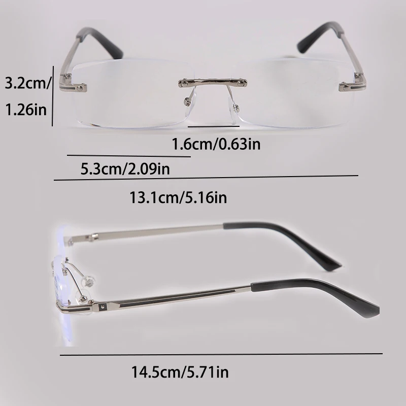 Umanco kacamata baca tanpa bingkai, kacamata baca Anti sinar biru klasik untuk pria dan wanita, kacamata presbiopia 0 + 1.0 + 1.5 + 2.0 + 2.5 + 3.0