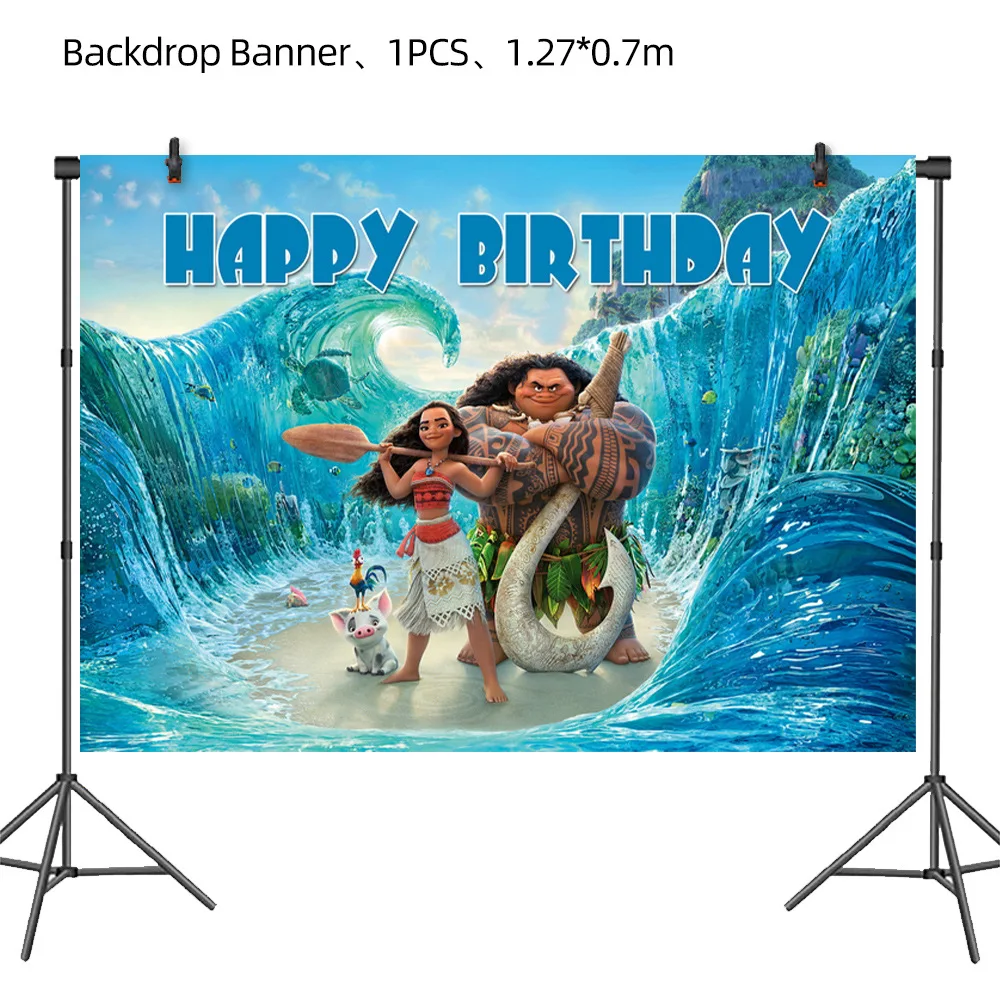 Disney Moana Birthday Party Decorations Disposable Tableware Maui Vaiana Balloons Backdrop Tablecloth Party Supplies Baby Shower