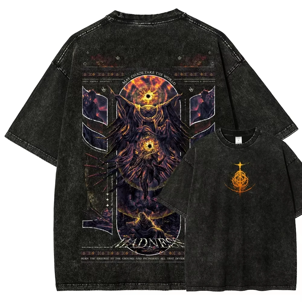 Vintage Sufferer Grafikdruck 100% Baumwolle Schweres Gewaschenes T-Shirt Unisex Goth Ästhetik Streetwear Kurzarm Freizeit-Oberteil – Detail 6