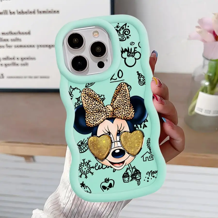 Disney Leopard Print Minnie Cassa Del Telefono per Apple iPhone 11 16 13 15 12 14 Pro Max 7 XR X XS 13 12 Mini 14 Plus 8 Copertura In Silicone