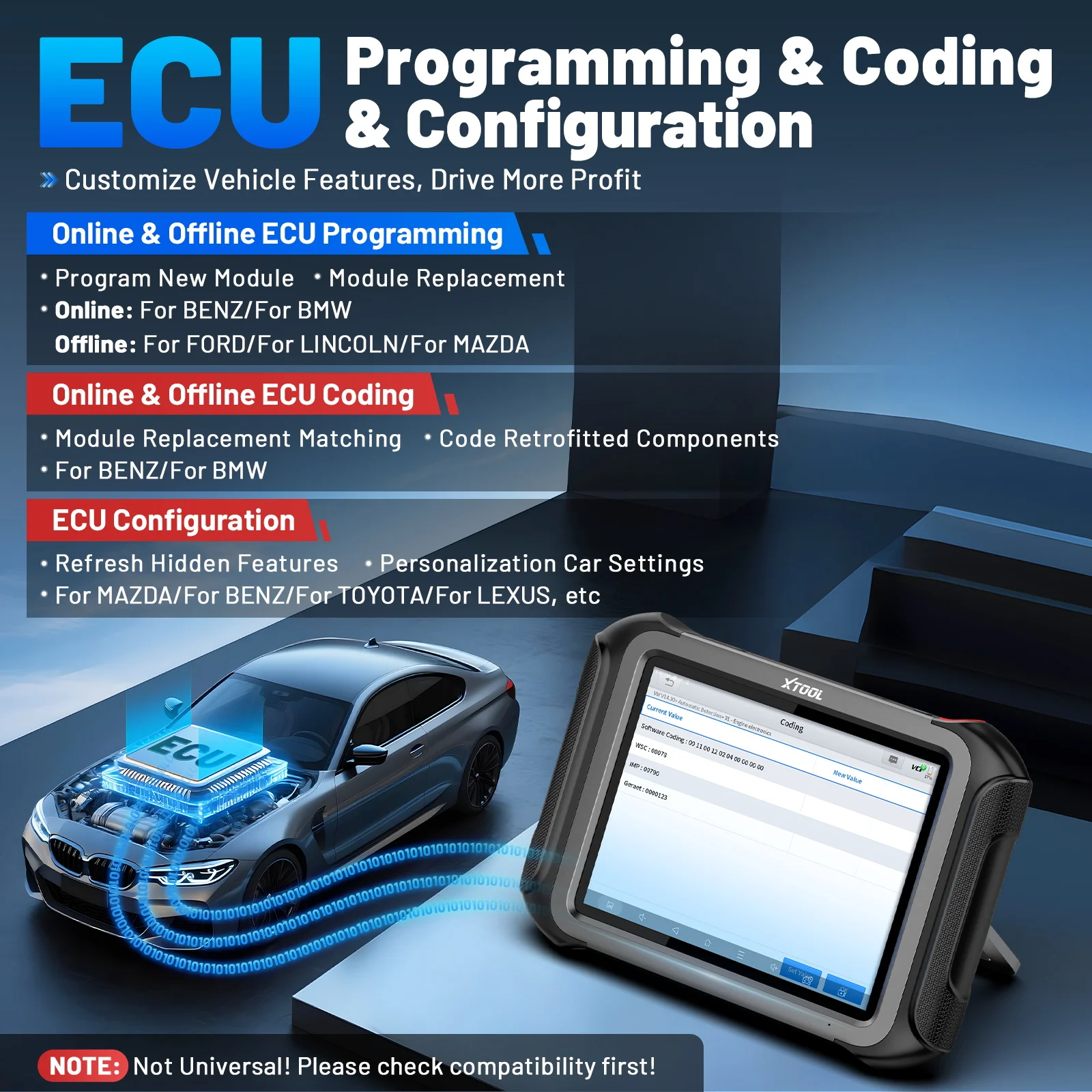 Picture 9: XTOOL X100Max Car Key Programming Tools With KC501 For All Key Key Key driver Car Tool ECU Coding 42 + Reet IMMO program Key OBD2 bi-directional Control Scanner 2 Years Free up