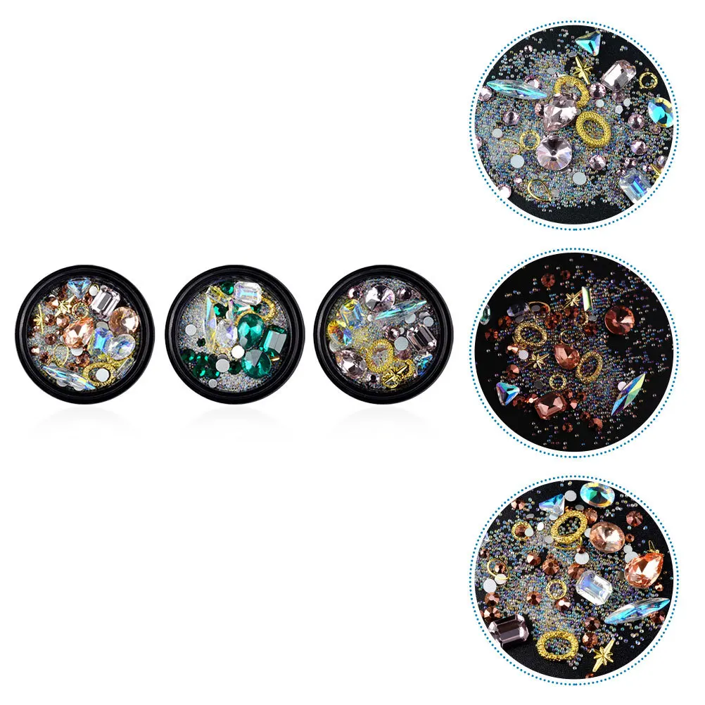 

3 Boxes Nail Art Jewels Simple Diamond Shape Manicure Decors Nail Beauty Supplies Manicure Supplies Jewels for Nails