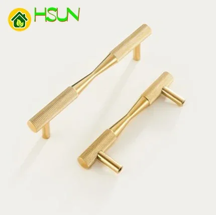 pure copper exquisite Western style knurled handle modern light luxury all black gold wardrobe cabinet furniture handle brass