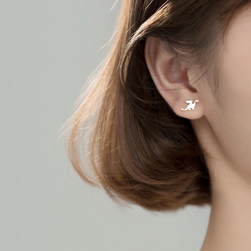 Modian Cute Animal Dinosaur Stud Earrings for Women 925 Sterling Silver Tiny Korean Girls Earings Accessories Jewelry Oreilles