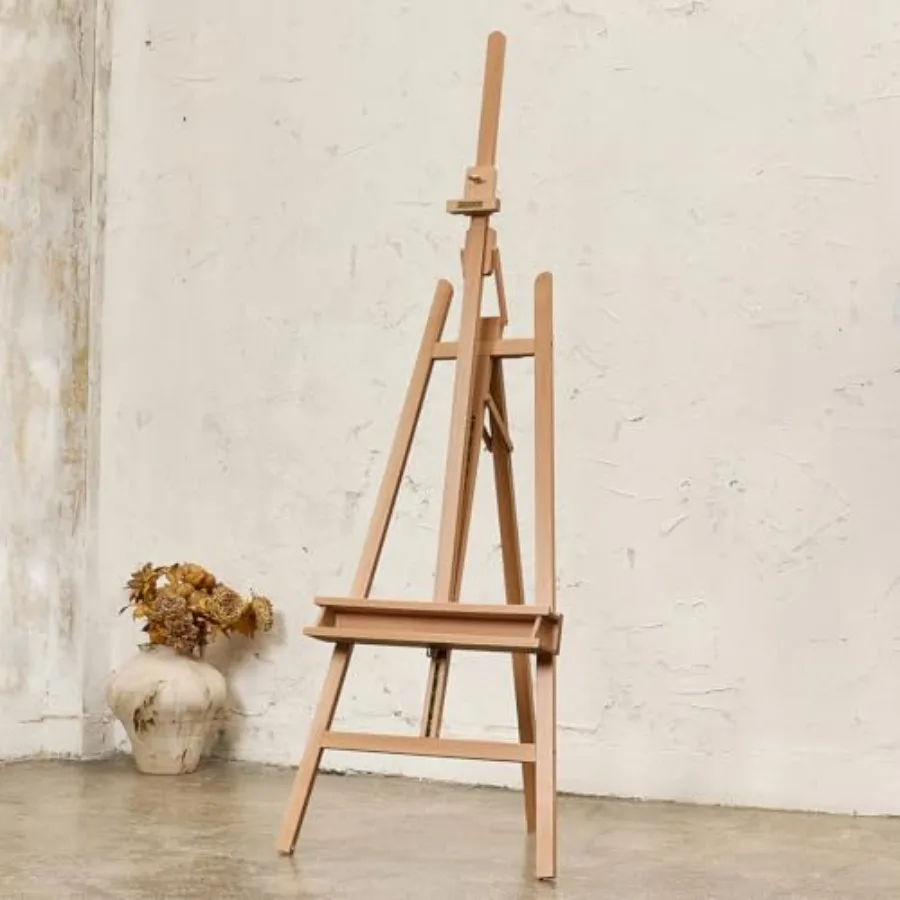 

Studio Art EaselSolid Beech Wood Artist Easel Hold Canvas up to 48" Adjustable A-Frame Lyre Style Painting Easel Stand with Sto