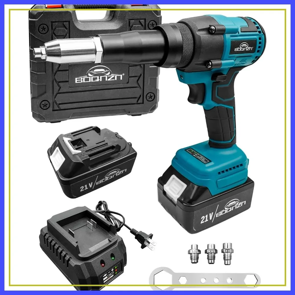 

Cordless Rivet Gun with Charger and 2 Batteries, Brushless Blind Rivet Tool Kit, Portable for 1/8", 5/32", 3/16" Rivets