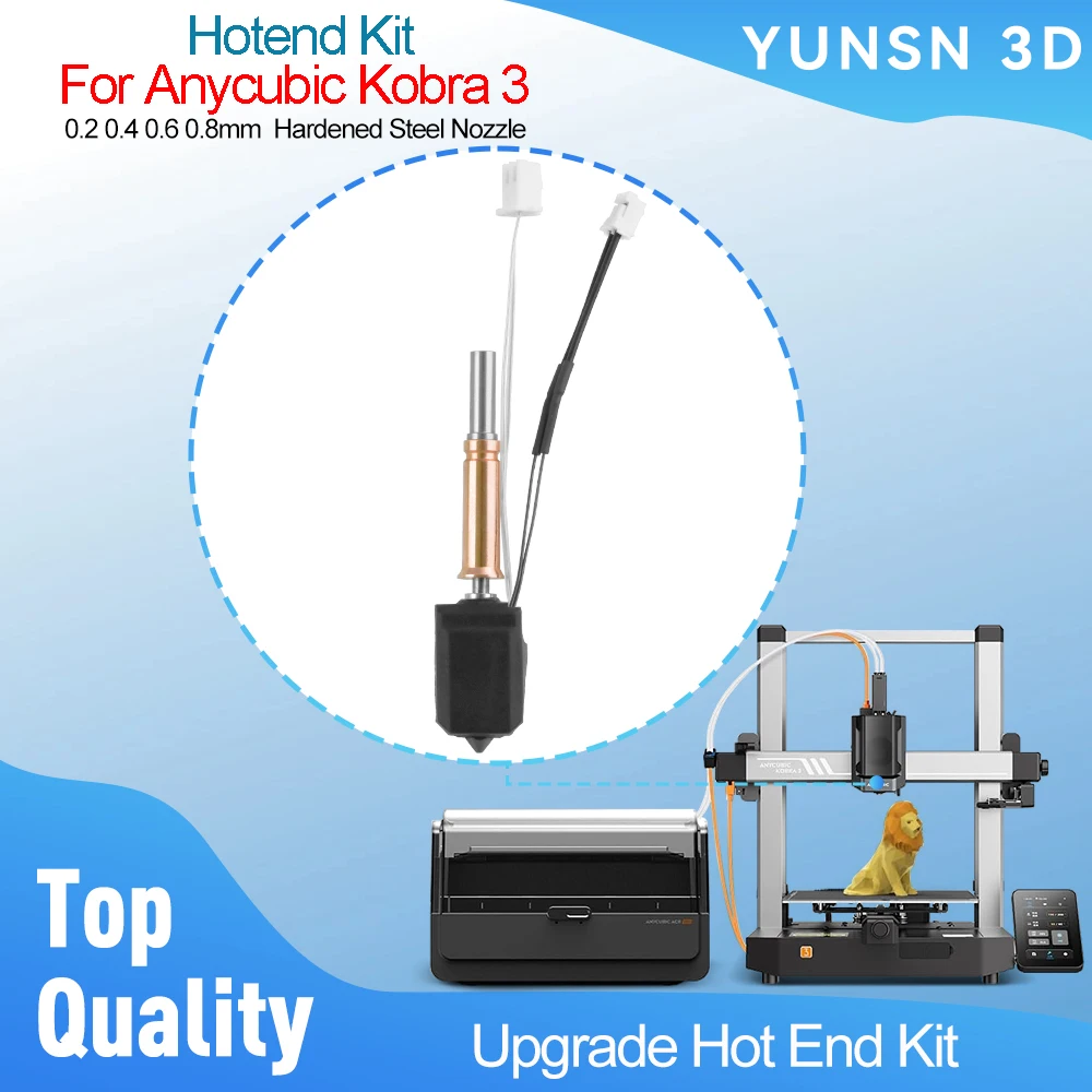 

Upgrade Hotend Kit For Anycubic Kobra 3 Hot End 0.2mm 0.4mm 0.6mm 0.8mm Hardened Steel Nozzle 3D Printer Parts For Kobra 3 Combo