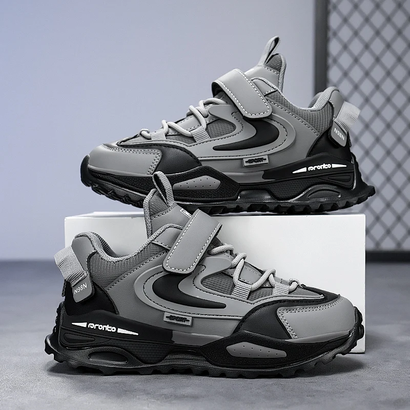 

New Boys Casual Sports Shoes Fashion Velcro Design Comfortable Cushion Kids Running Shoes Non-slip Luxury Childrens Sneakers