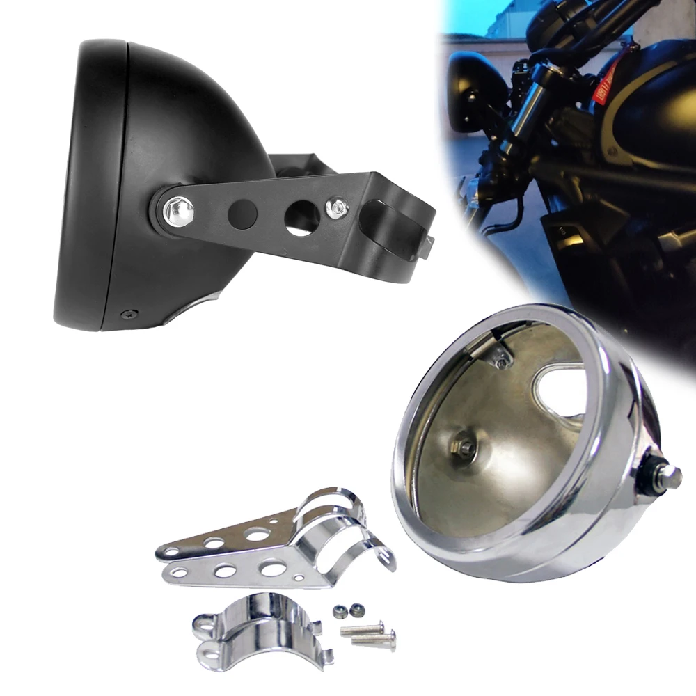 

5.75inch Retro Bucket Motorcycle Modified Headlight Base LED Headlight Shell Black /Chrome For Harley Dyna Sportster Iron XL 883