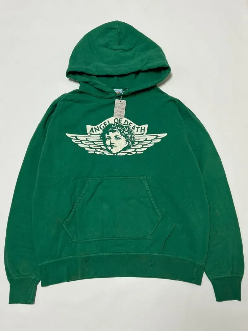 

24ss Green Saint Michael ANGEL Hoodies For Men Women 1:1 Best Quality Oversized Washed Pullovers