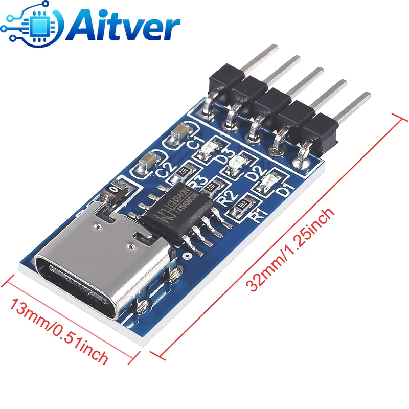FT232RL CH340N Type C USB to TTL UART Module 3.3V 5V Serial Adapter with Dupont Cable for Arduino ESP32 ESP8266 STM32