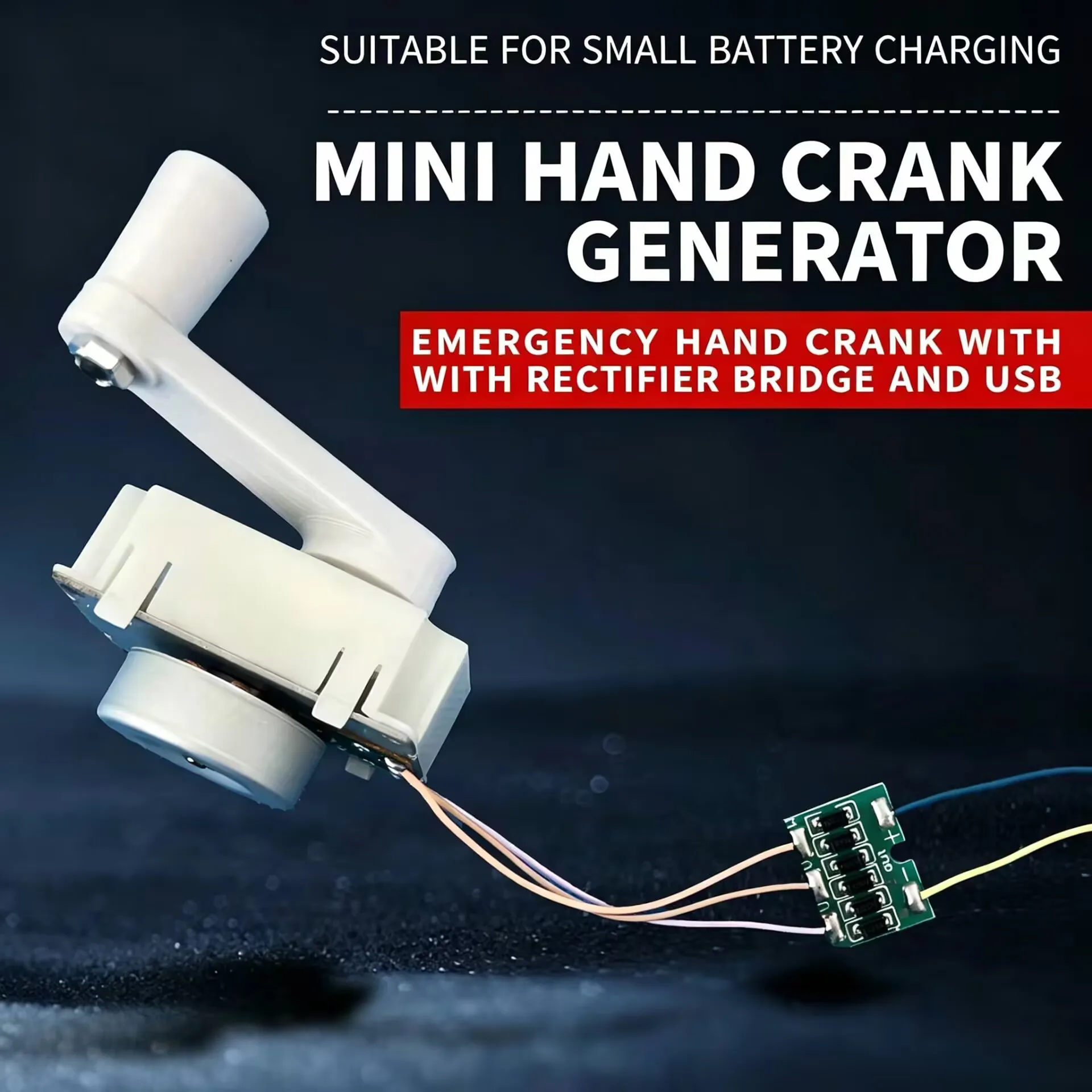 Micro Hand-Cranked Generator Outdoor Emergency Mobile Phone Charging Three-Phase Permanent Magnet Brushless External Rotor High