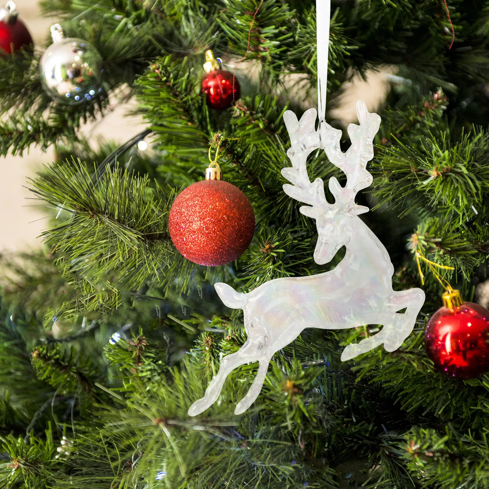 

Reindeer Shape Acrylic Pendant Christmas Tree Ornament Clear Hanging Decoration Xmas Party Favor Transparent Desktop