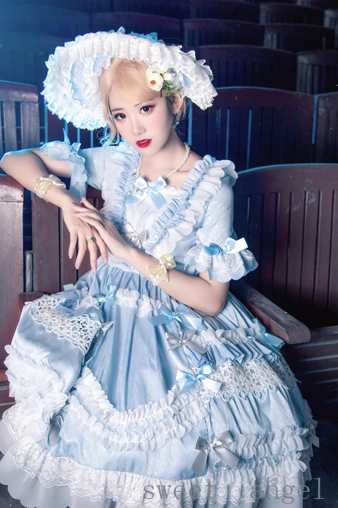 Princesa festa de chá doce vestido de lolita vintage laço elegante fada vitoriana vestido kawaii menina gótico lolita op loli