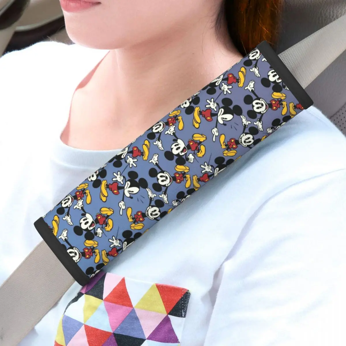 

Custom Mickey Mouse Collage Seat Belt Cover Pad 2 Pack Anime Cartoon Auto Seatbelt Shoulder Strap Cover