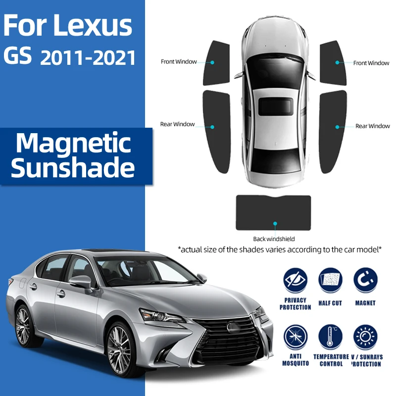 

For Lexus GS L10 350 450h 2012-2020 Magnetic Car Sunshade Shield Front Windshield Rear Baby Side Window Sun Shade Visor Curtain