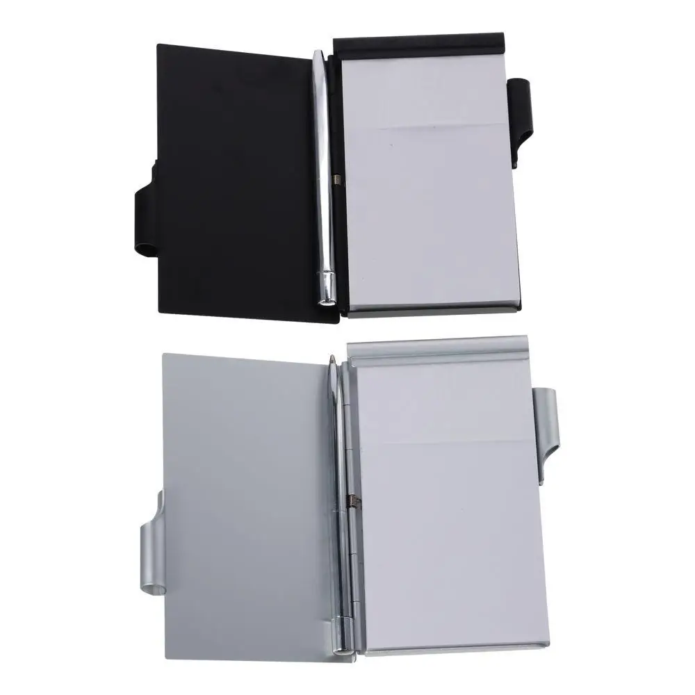 Metal Pocket Notebook Portable Aluminum Mini Notepad with Pen and Refillable Paper Travel Notepad with Pen Holder