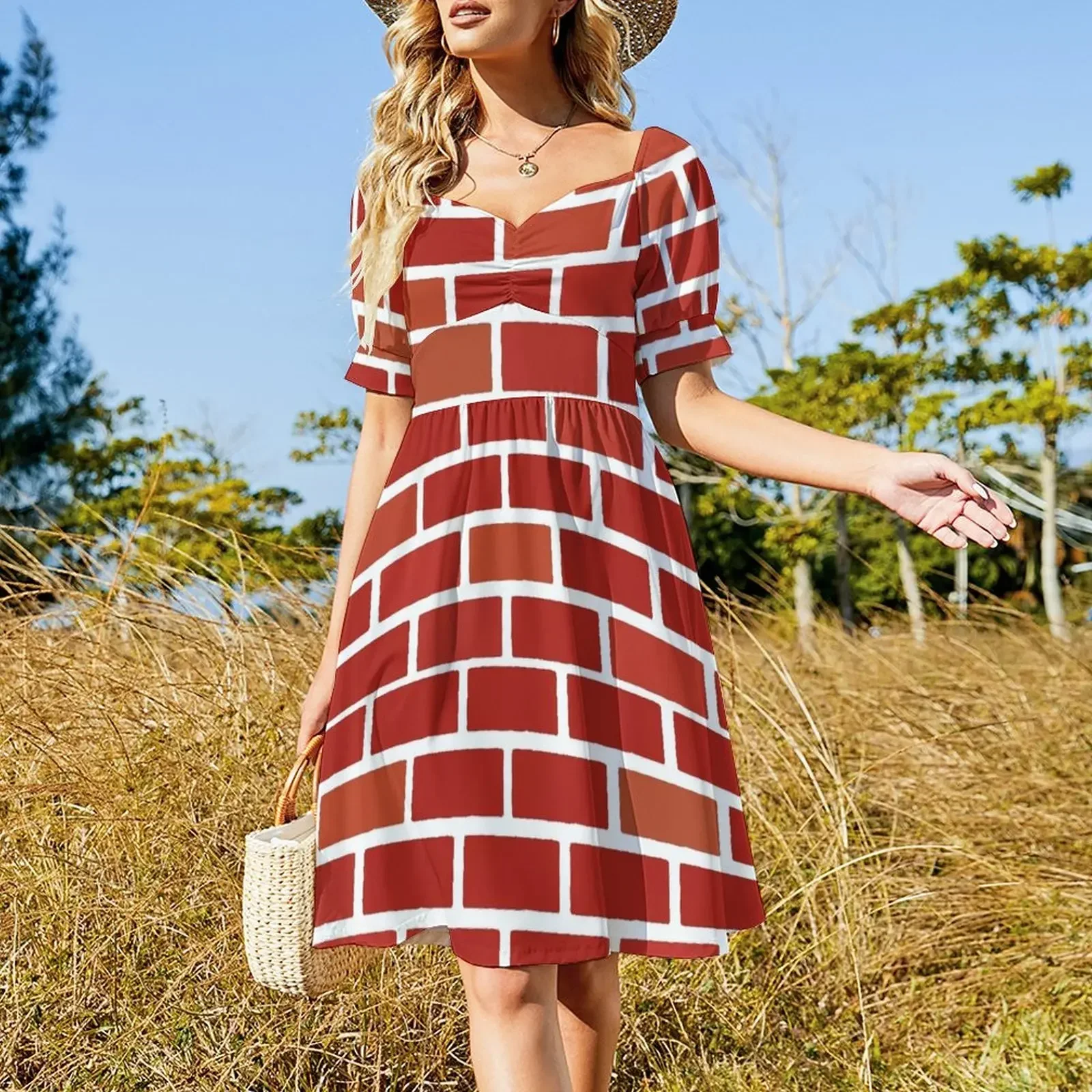 Red bricks graphic art design Sleeveless Dress Dresses gala Women's clothing clothes for women Dress