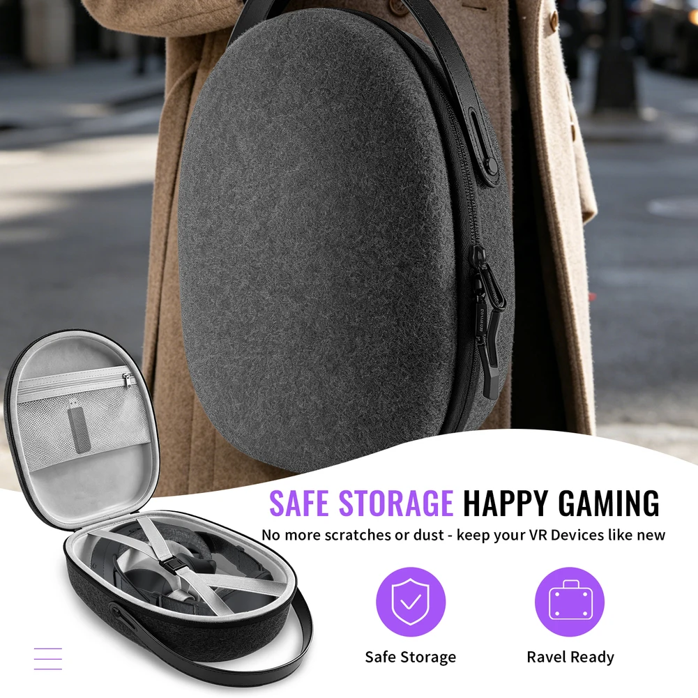 Hard Carrying Case For Steam Frame For Vr Headset For Black Polyester Storage Bag With Precise Slots Portable Travel Protection