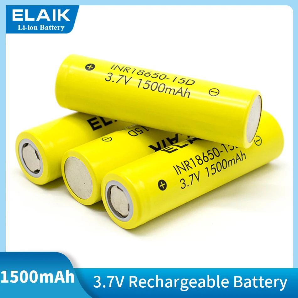 18650 Battery 3.7V 1500mah Flat Head Rechargeable Lilon Lithium Battery For Flashlight Electrical Tool