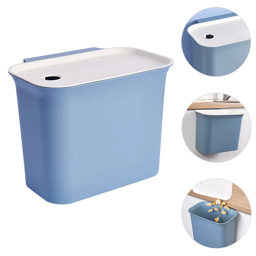 Premium PP Wall Hanging Trash Can for Kitchen Bathroom Living Room Bedroom Cabinet Mount Odor Locking Lid Modern Space Saving