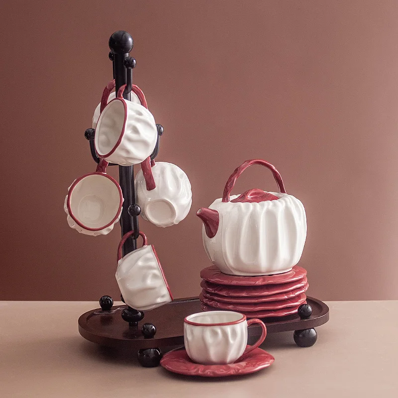 

Ретро и простой сервиз для послеобеденного чая с цветком и травой, высококачественный чайник, чайная чашка, праздничная керамическая чашка, домашний набор для больниц