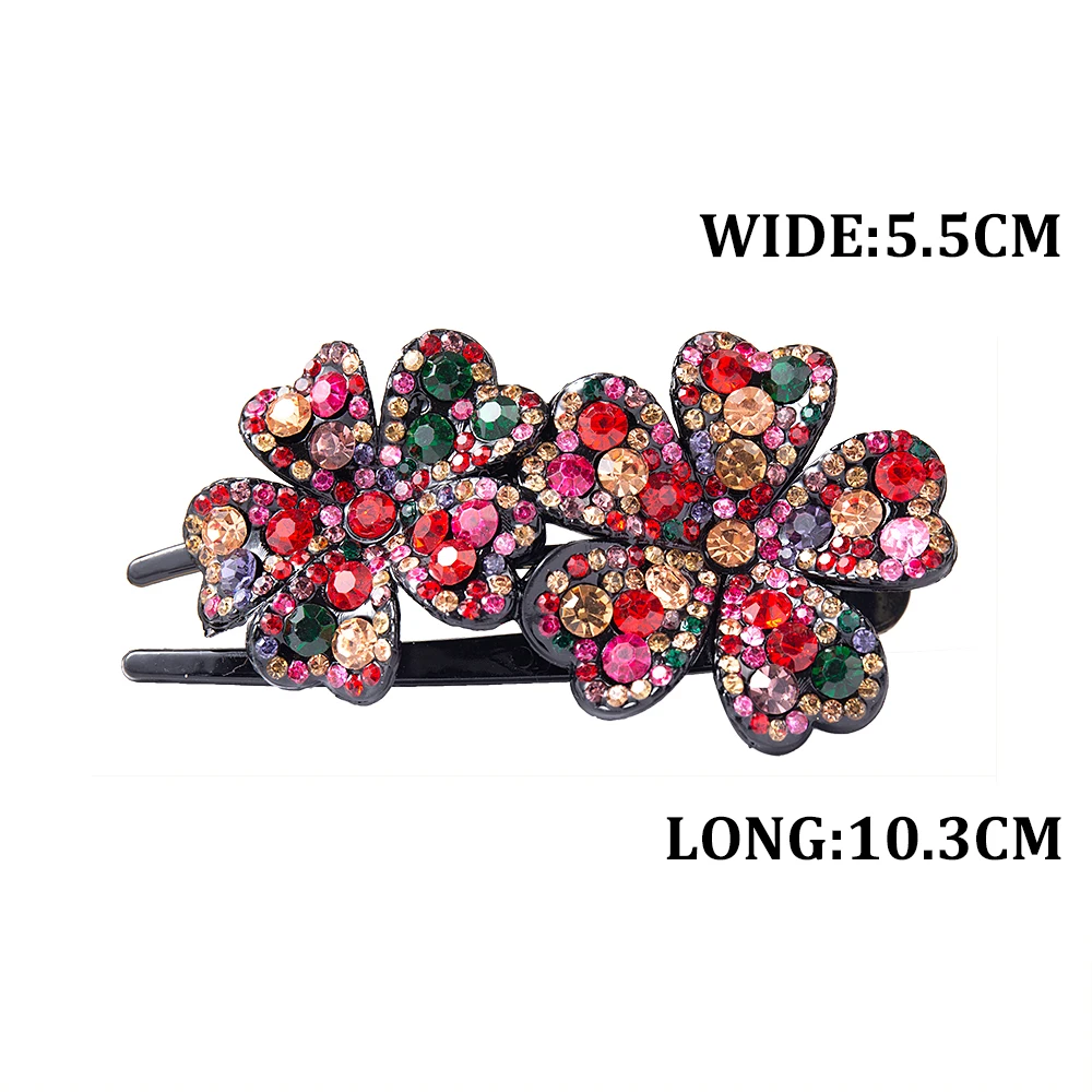 Colorful Rhinestone Hairpin Flower Duckbill Hair Claws Barrettes Vintage Hair Clips For Women Ponytail Hair Accessories Headwear