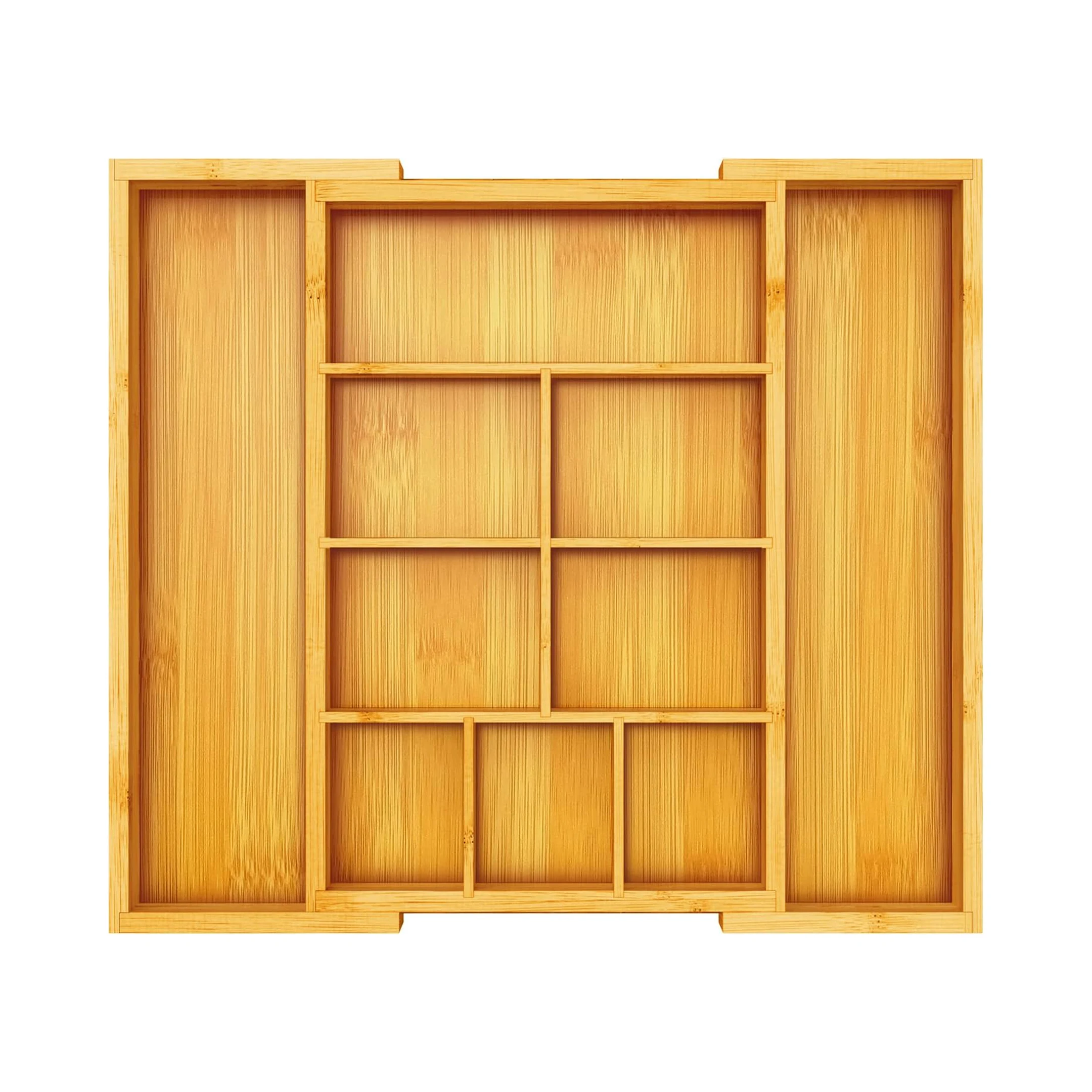 Bamboo Wood Expandable Drawer Organizer Adjustable with Removable Divider Kitchen Storage Box Large Size Natural Cutlery Tools