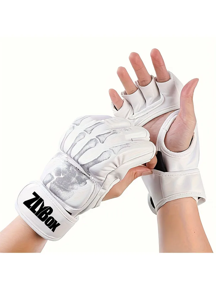 1 paire de gants de boxe en Pu Mma, sac de sable demi-doigt, gants de Taekwondo Muay Thai, équipement d'entraînement de boxe professionnel