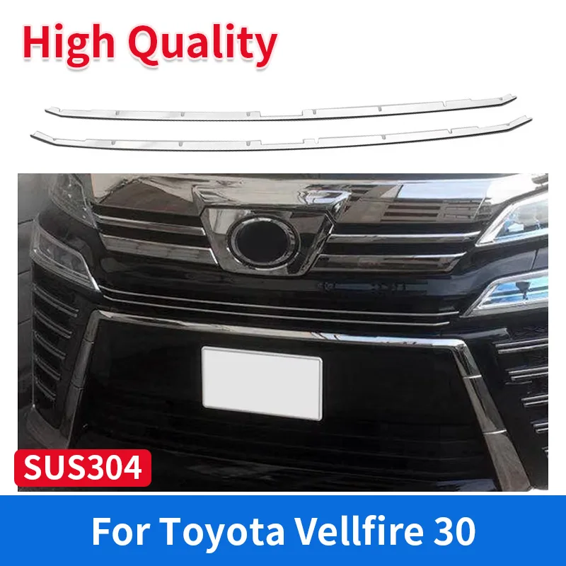 For Toyota Vellfire 30 2018 2 PCS Stainless Steel  Front Bumper Grille Trim Car Decoration Accessories