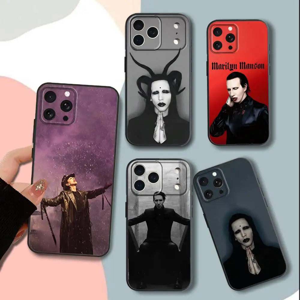 

Singer M-MarilynS Manson-s Phone Case For iPhone 15,13,16,12,11,17,14,Plus,Pro,Max,XS,XR,X,SE,Mini,Soft Silicone Black Cover