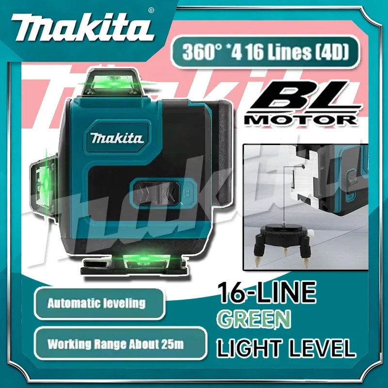 

Лазерный нивелир Makita 16 линий, 360°, горизонтальный и вертикальный, высокоточный, с зеленым лучом, настенный, портативный инструмент