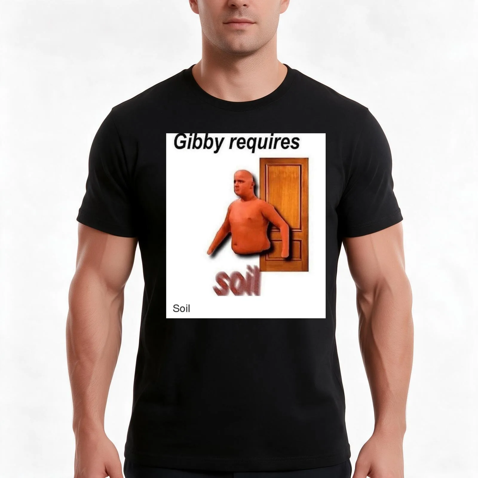 gibby requires soil T-Shirt, Summer Casual Cotton Tee, Oversized Streetwear Tops, Vintage Graphic Print, Loose Fit Short Sleeve