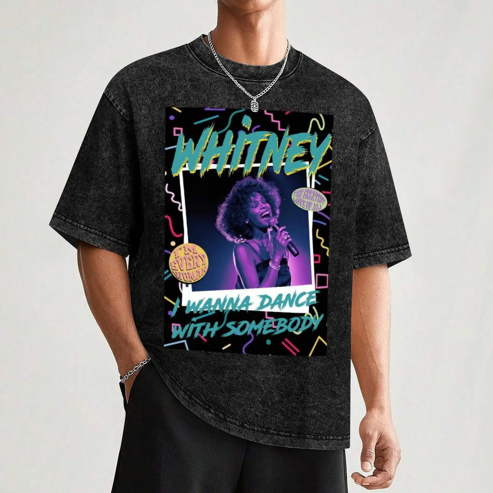 ويتني هيوستن تصميم جديد بالنسبة لك إذا كنت تحبها أخبرني، السلام تي شيرت مضحك تي شيرت رجل تي شيرت للرجل القطن تي شيرت #3