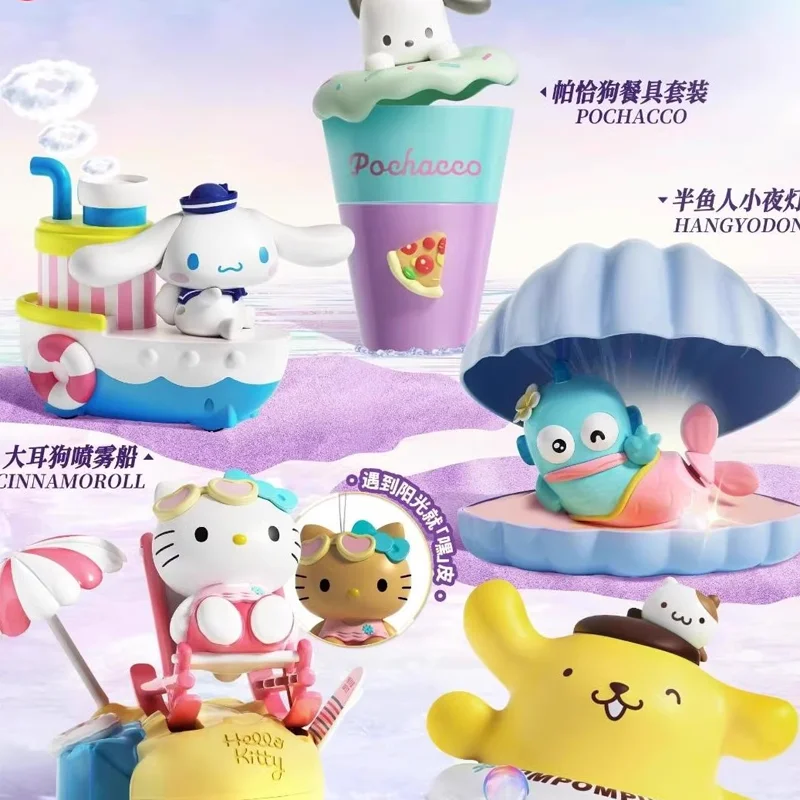 2024 New Sanrio Toy Kawaii Hangyodon Ugly Fish Night Light Hello Kitty Music Box Pom Pom Purin Bubble Machine Toys For Kids Gift