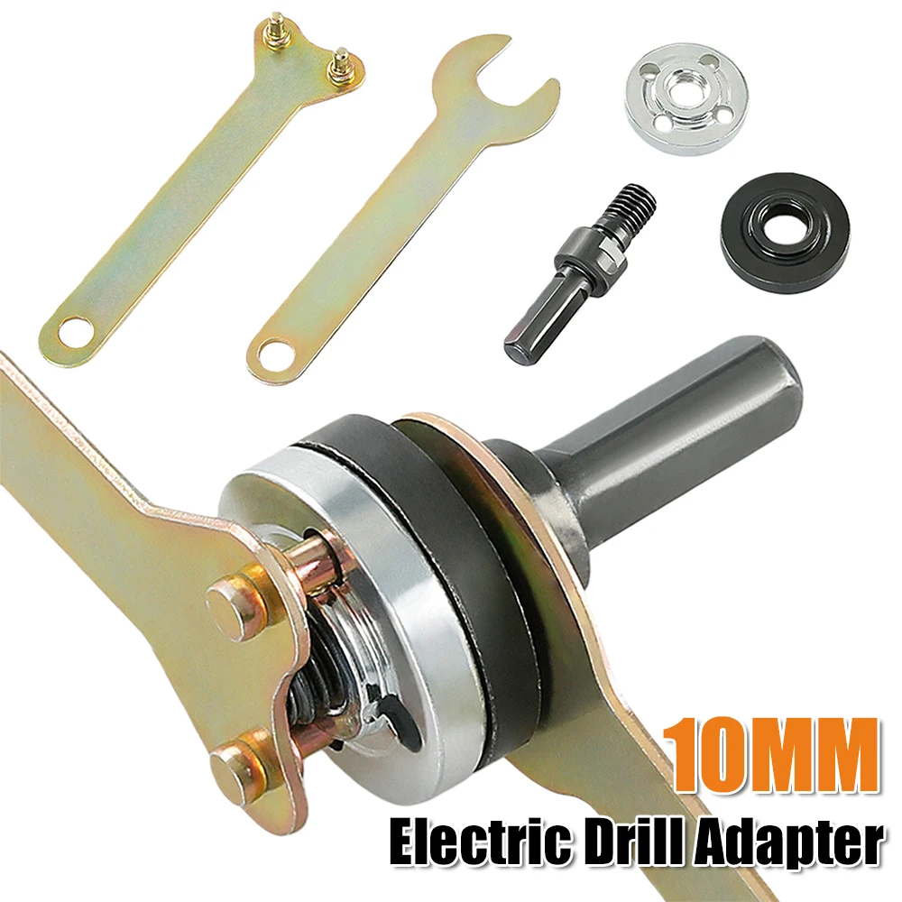 

10mm Electric Drill Adapter Power Tool 5 in 1 Grinder Flange Angle Wrench Spanner Angle Grinder Adapter Converter Tool Accessory