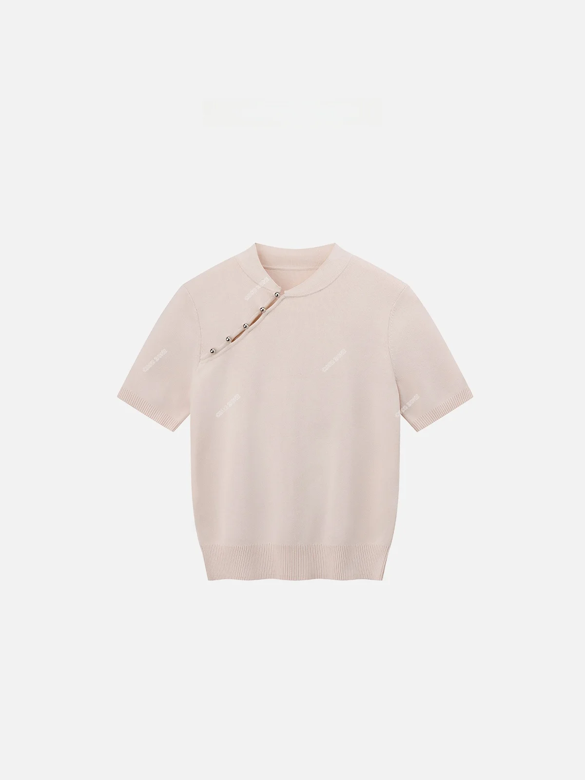 

Новый китайский трикотажный свитер с воротником и коротким рукавом, приталенный крой, цветной топ ZONE2024 CCA0458, летняя модная женская футболка