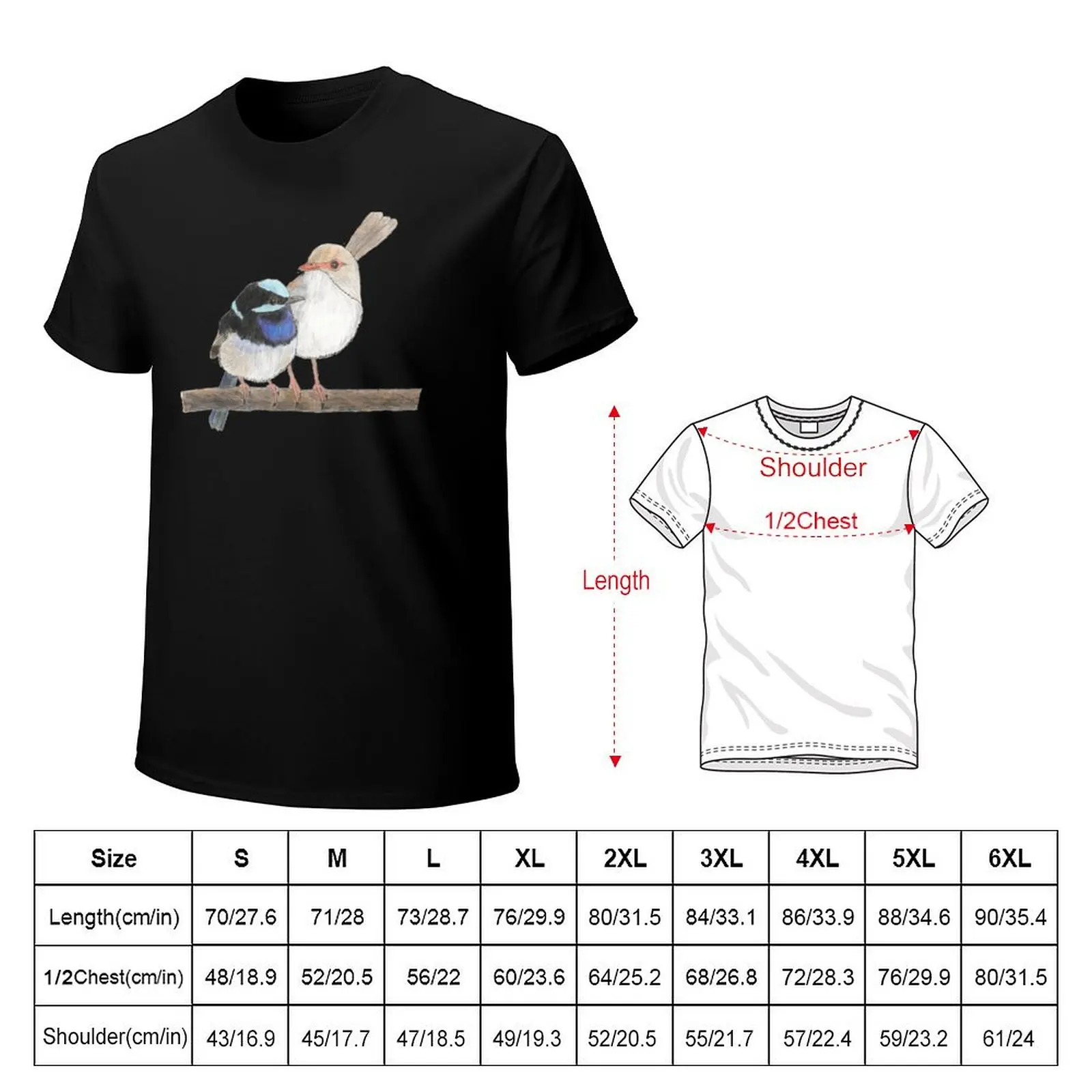 Superb Fairy Wrens drawing T-Shirt anime figures anime tshirt cheap stuff men graphic tees