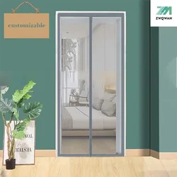 Gray magnetic mosquito net, custom sized curtains, door screen, automatic closing, invisible net, mosquito proof