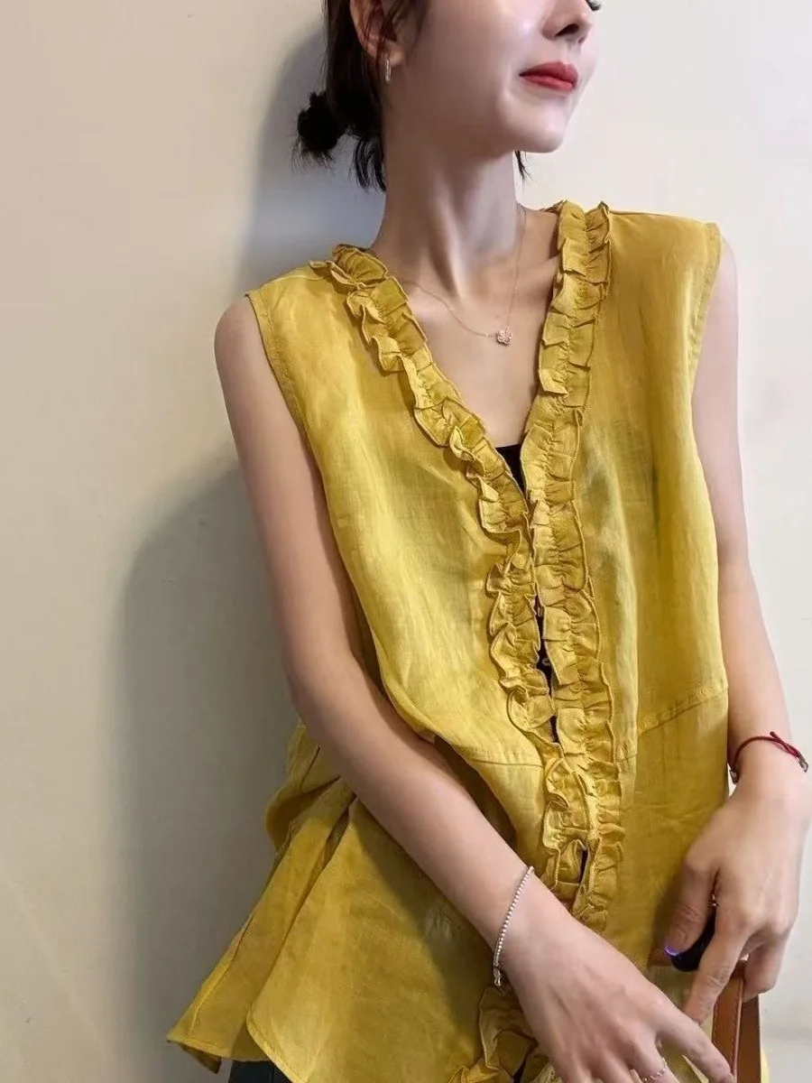 Fashionable Korean Style Sleeveless Vest Women's Design Sensation Elegant Top Trendy Summer 2026 Breathable Skin-Friend...
