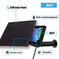 25W Solar Panel MPPT Charge Output 5V 12V 18650 Replaceable Battery Solar Cells Lamp Light Led Waterproof 3G CPE 4G Rouer WIFI