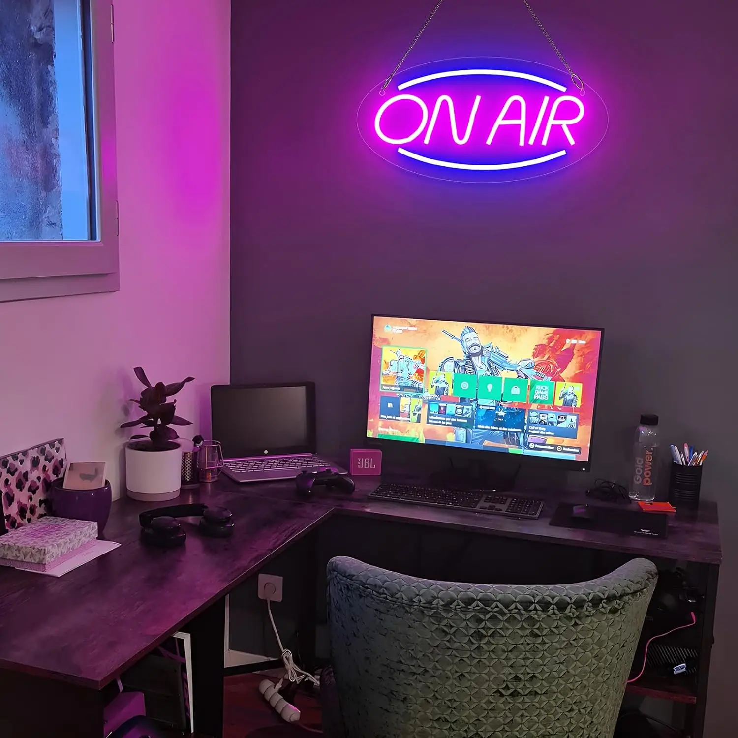 Tanda Neon di AIR lampu LED kustom kotak akrilik kamar tidur Bar Studio toko kantor siaran langsung Radio Video siaran media sendiri Bar