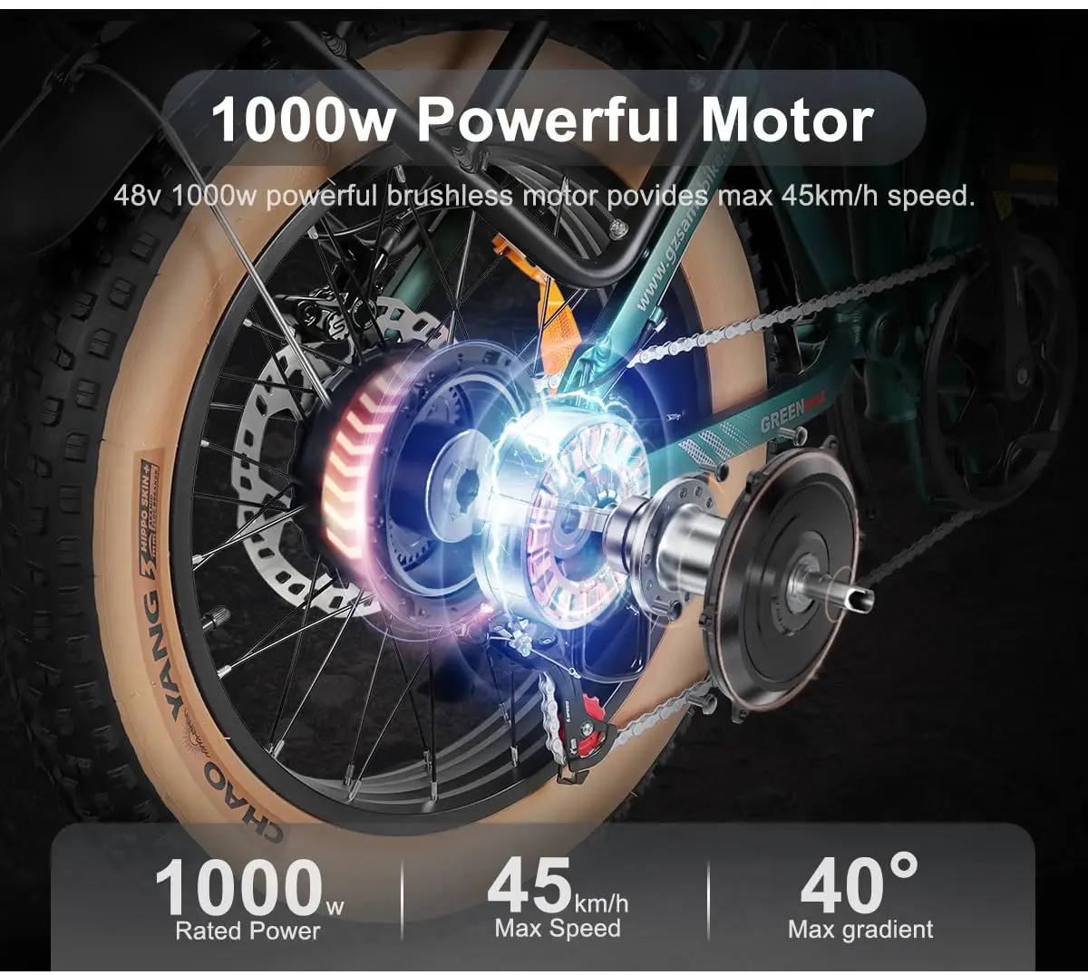 Rower elektryczny 48V 1000W 28MPH wbudowany akumulator 15AH terenowy EBike z koszem 20-calowy składany rower elektryczny z grubymi oponami